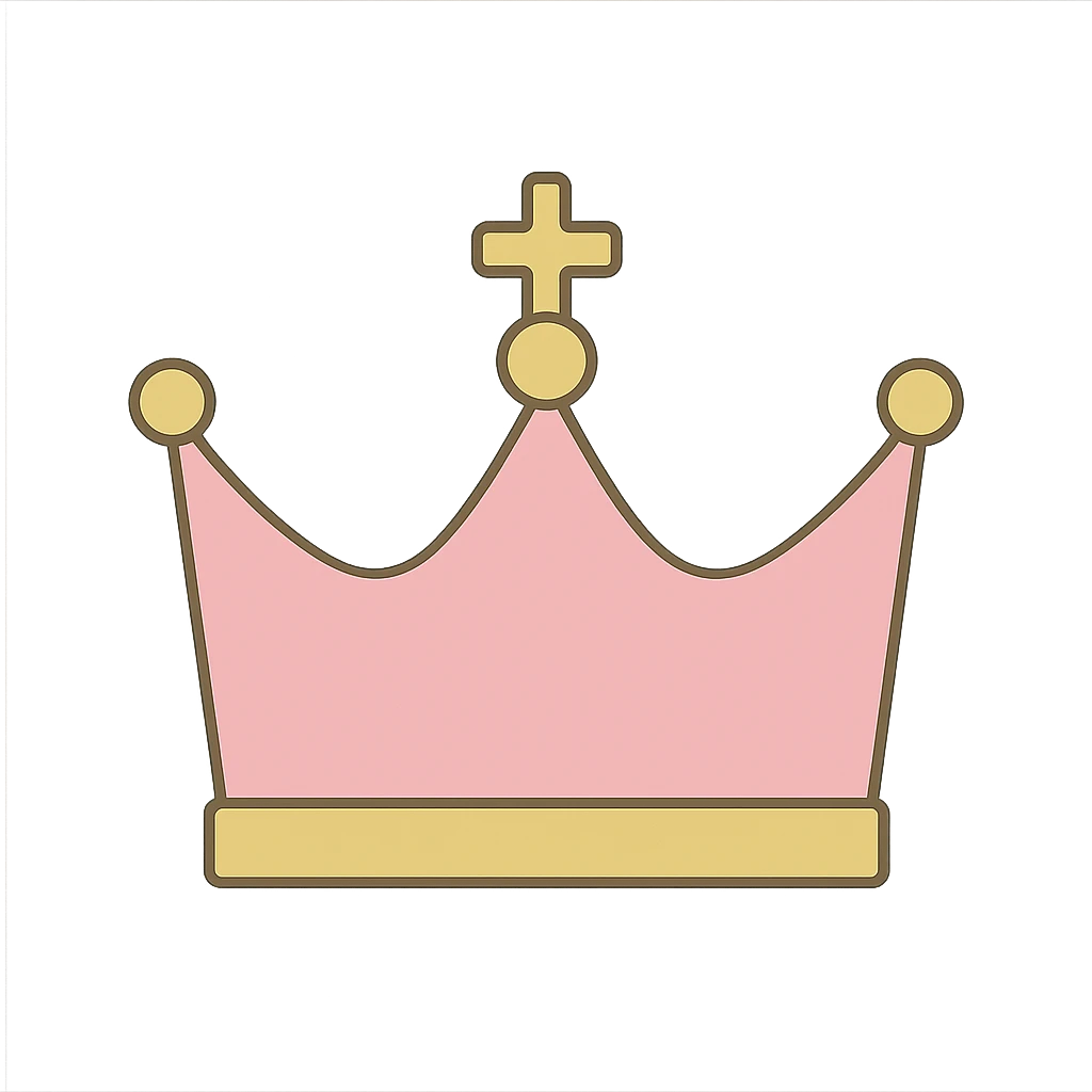 classic pink crown with simple gold accents, no extra effects, clean and minimal design emoji