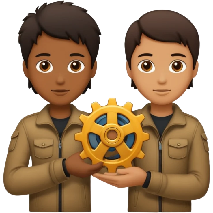 person silhouette handing a gear to another emoji