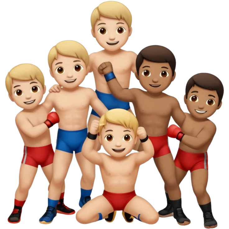 élèves quicoopèrent en faisant de la lutte  emoji