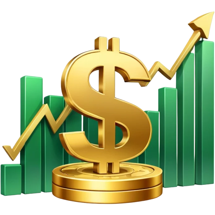 capitalism with dollar signs and stock market chart going up emoji