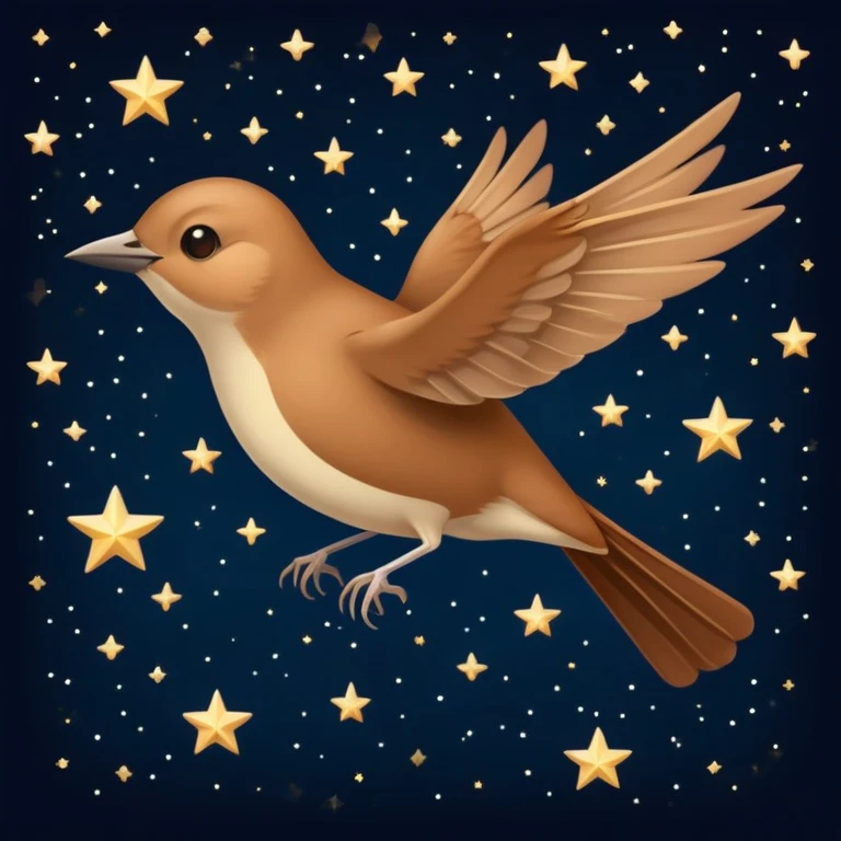 a nightingale bird flying against a dark starry night sky emoji