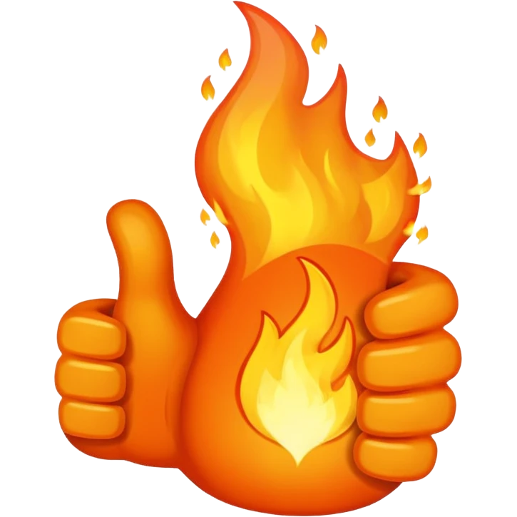thumbs up with fire for thumb emoji