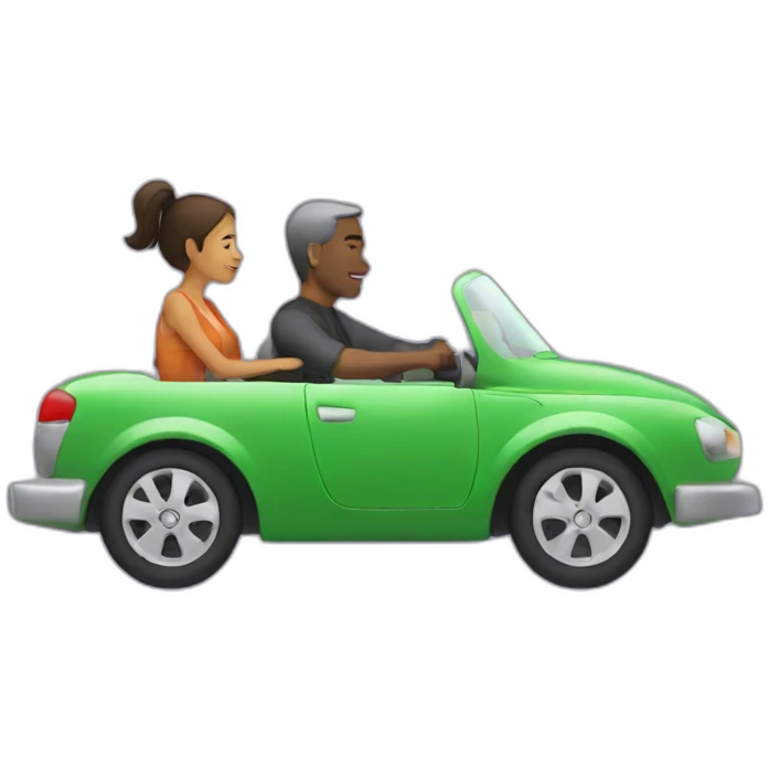 man and woman riding car sideview emoji