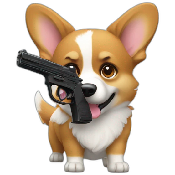 Corgi with a gun emoji
