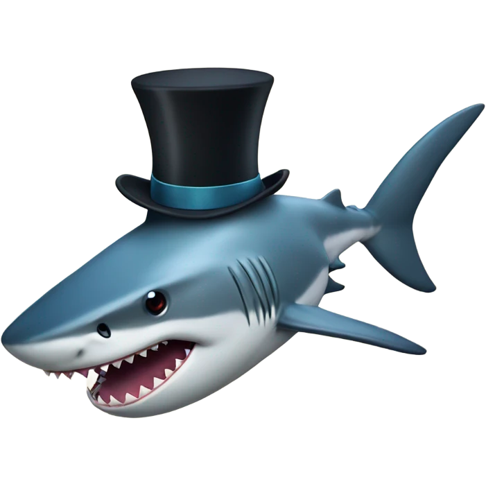 Shark with a top hat emoji