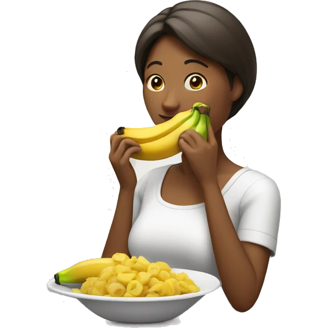 Una mujer comiendo un plátano emoji