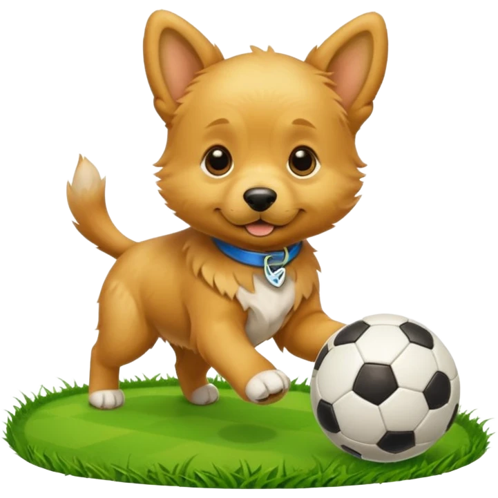 Puppy playing soccer emoji