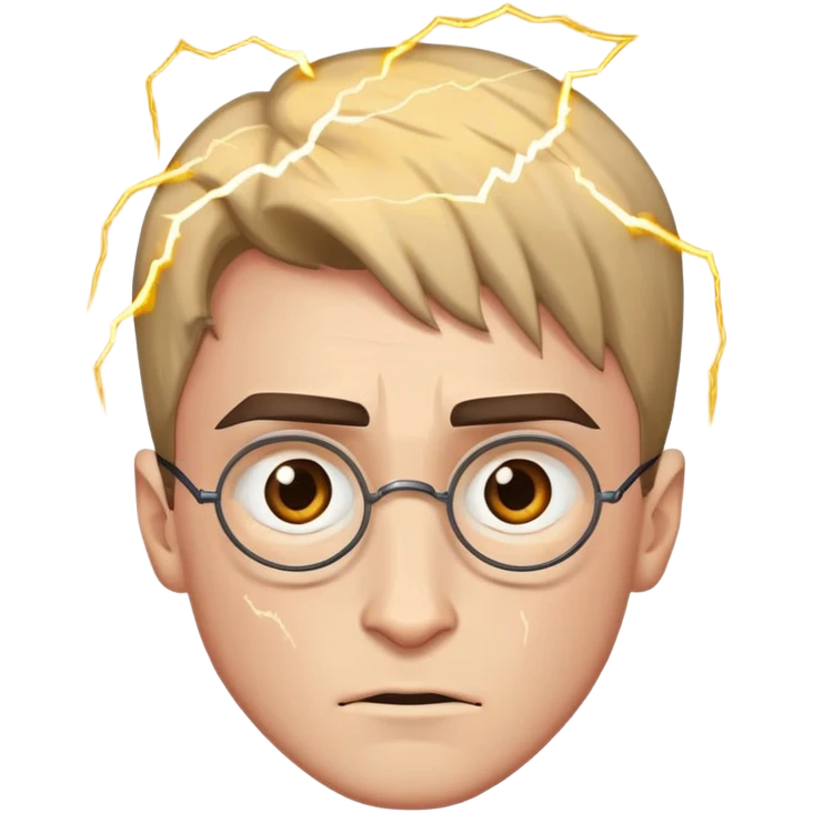 Harry Potter, in the middle of the forehead appear a Lightning-shaped scar  emoji