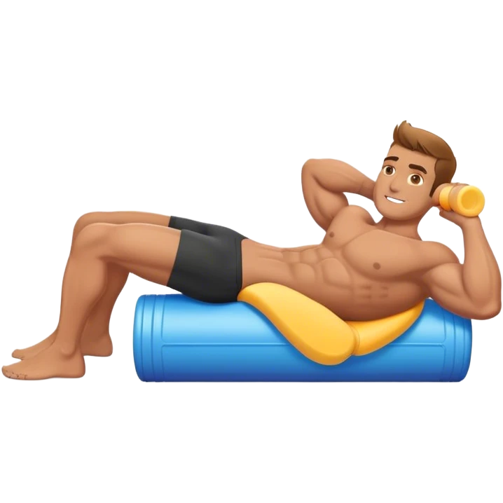 buff guy lying lats down on foam-roller emoji