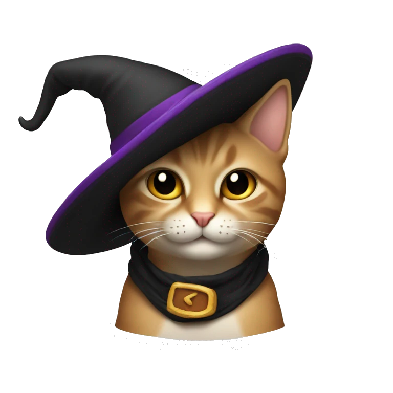Gato con sombrero de bruja solo cara emoji