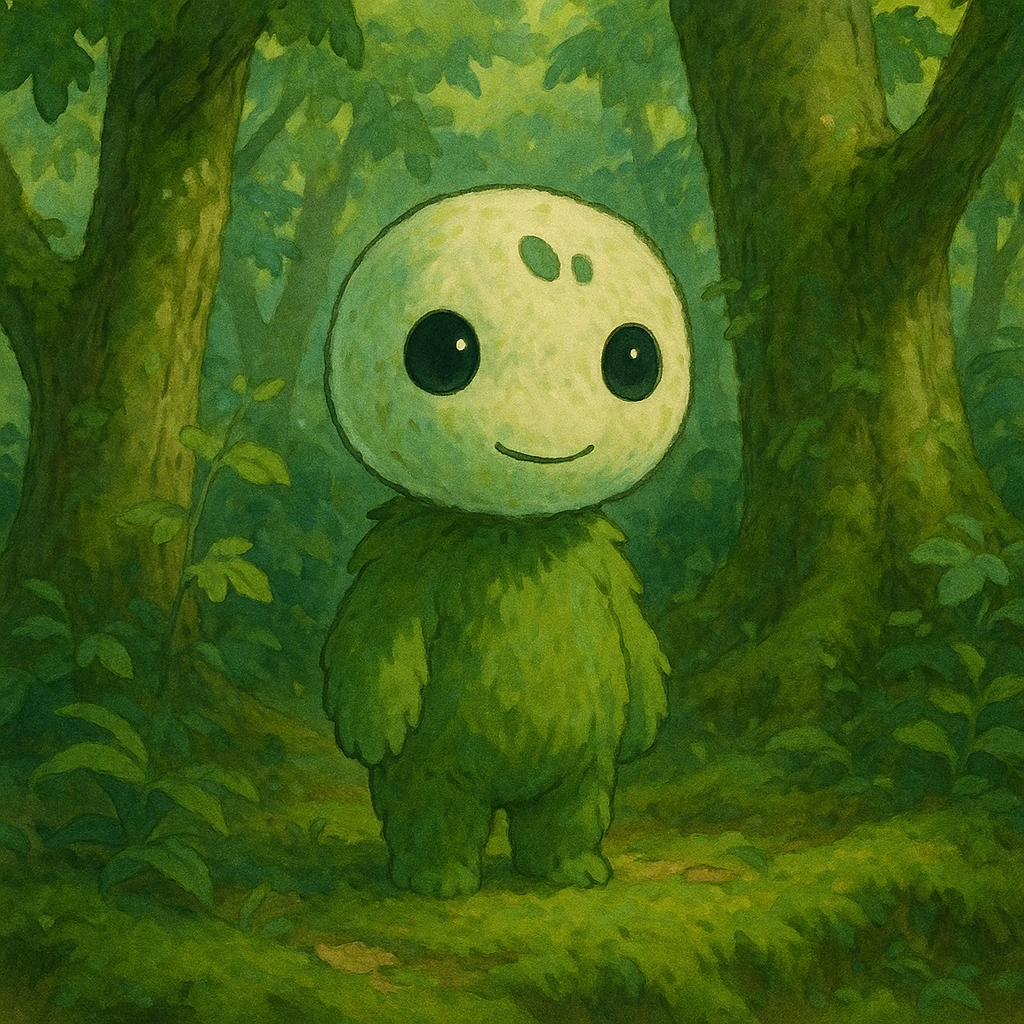 a whimsical forest spirit in ghibli style emoji