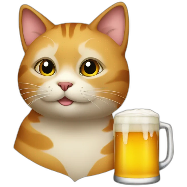 A cat who drinks a beer emoji
