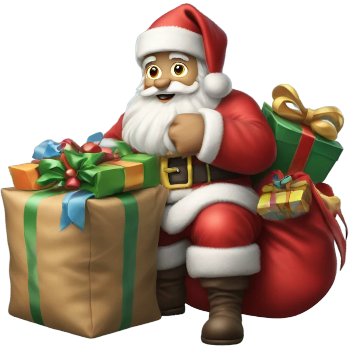 Hyper Realistic Santa holding his sack and presents  emoji