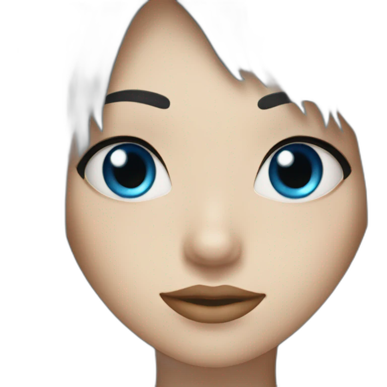 girl blue eyes with long black hair and a fringe emoji