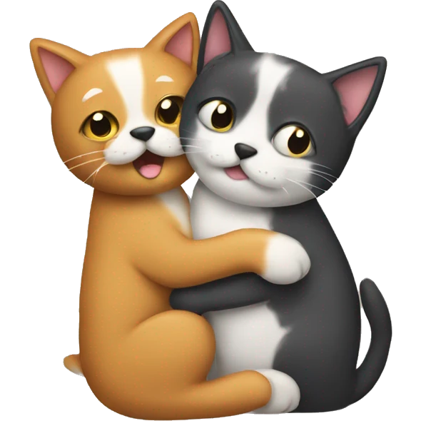 Dog and cat hugging emoji