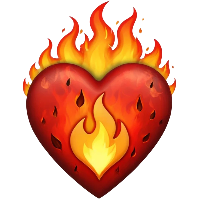 Black and red heart on fire emoji
