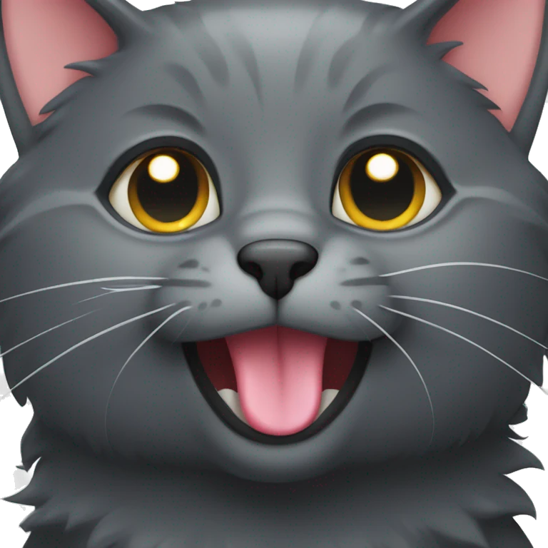 Dark gray cat with tongue out emoji