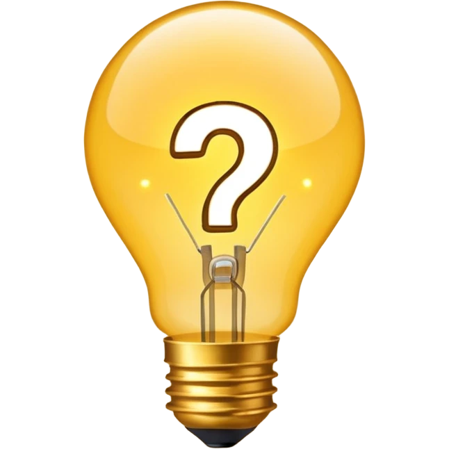 hint emoji, glowing lightbulb, question mark, spark emoji