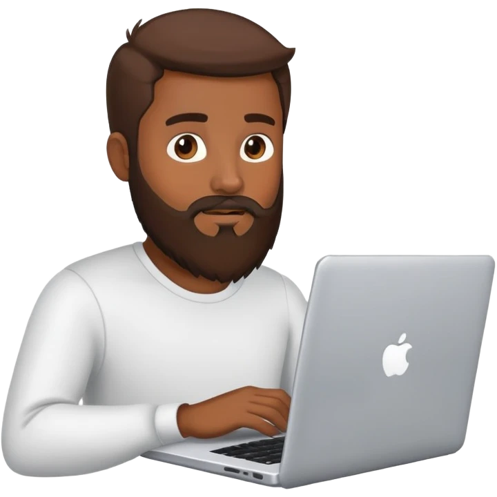 Brown skinned guy with beard with a laptop emoji