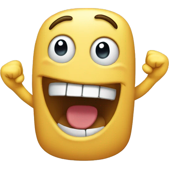 happy face with mouth open and waiving hand emoticon emoji