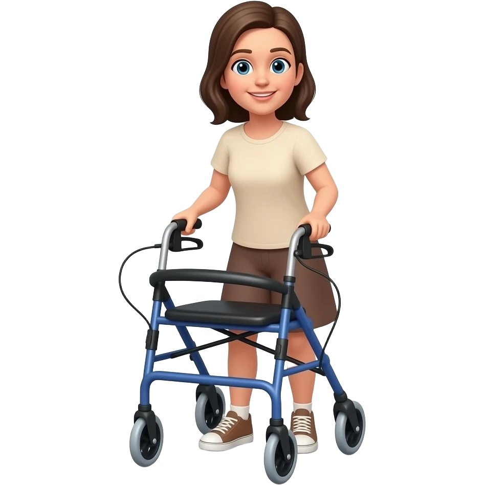 young woman using a rollator emoji