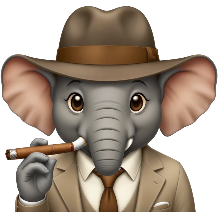 elephant gangster with fedora hat and cigar emoji