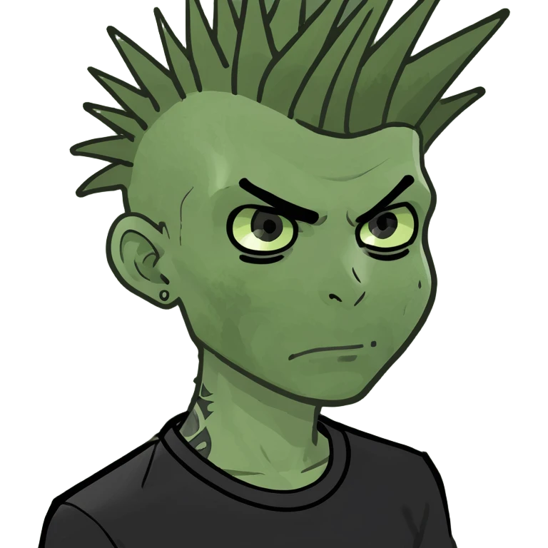 zombie boy with spiky emo hair and black shirt emoji