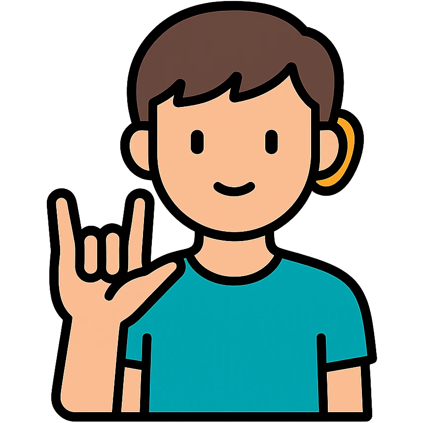 color outline icon of a young deaf man emoji