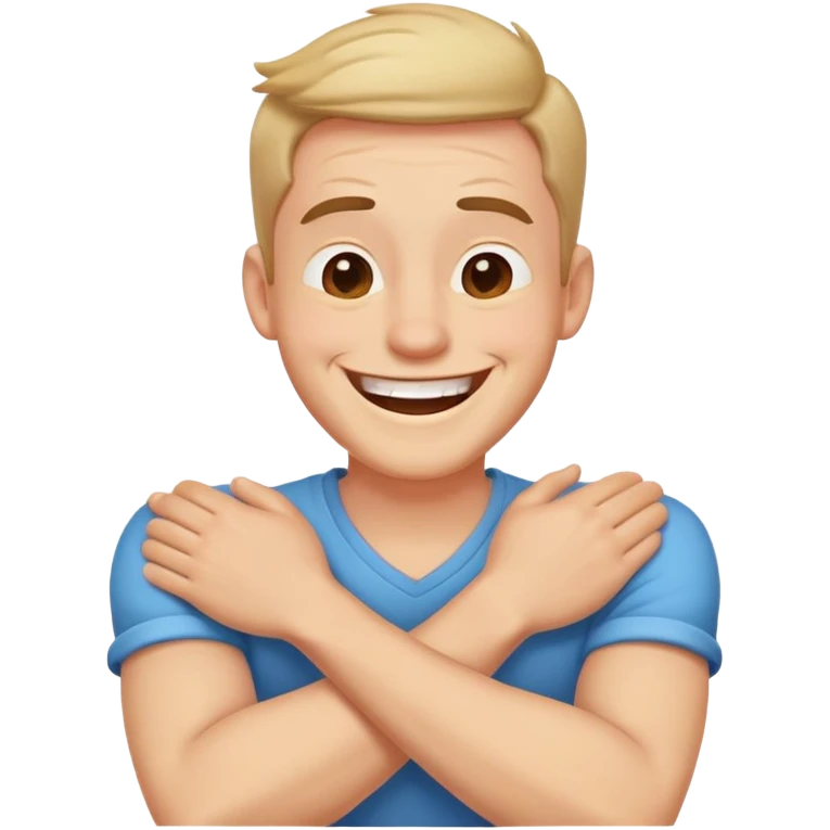 Arms crossed holding neck laughing guy emoji
