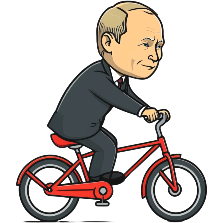 Vladimir Putin riding a bicycle from side view emoji