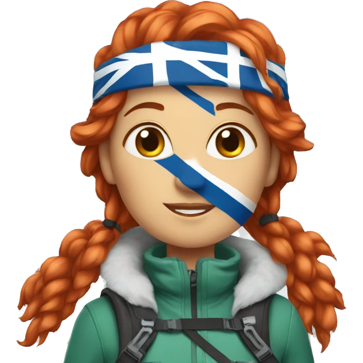 a red hair female on everest with greek flag emoji