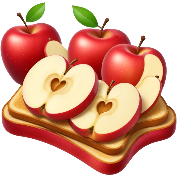 toast with apple slices on top, high contrast emoji style, no text emoji