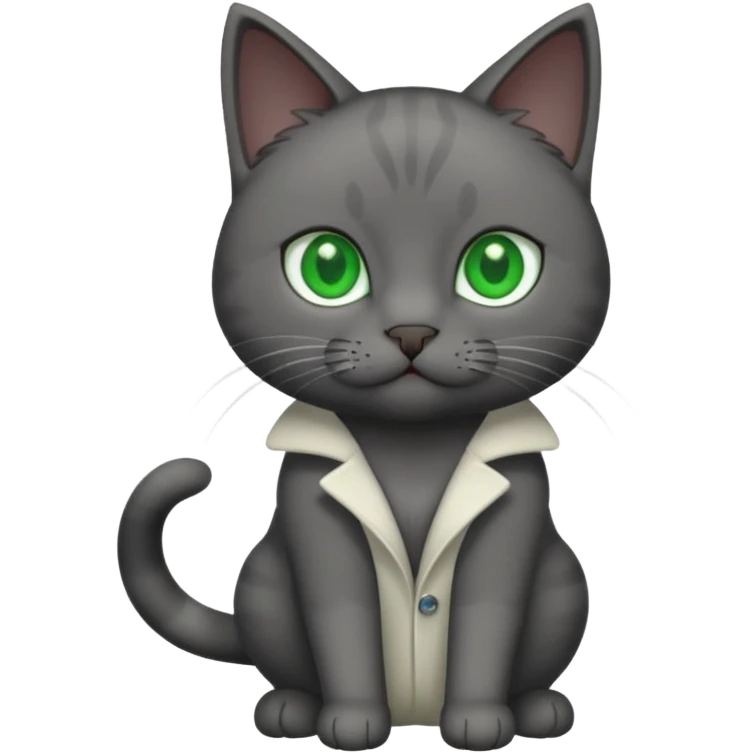 full body solid dark grey cat with green eyes, white paws and white whiskers emoji