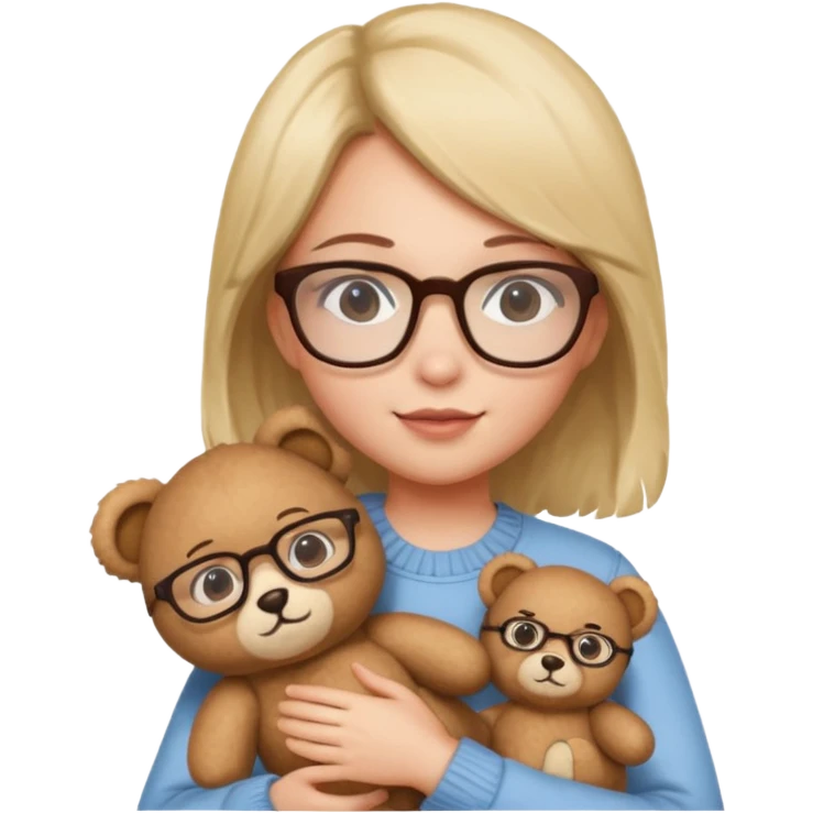 girl wearing glasses with teddy bear  emoji