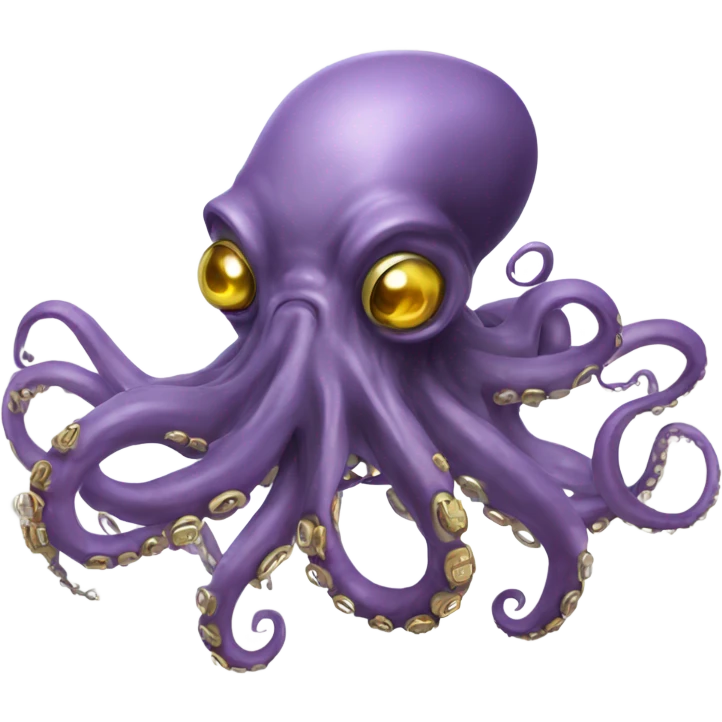 A cyborg octopus spitting gold emoji