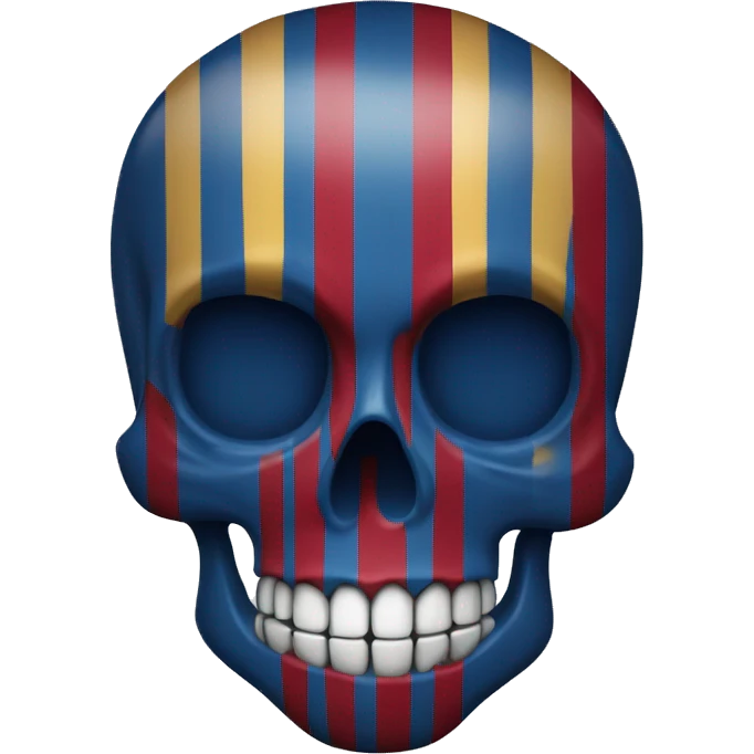 skull emoji with FC Barcelona blue-red stripes emoji