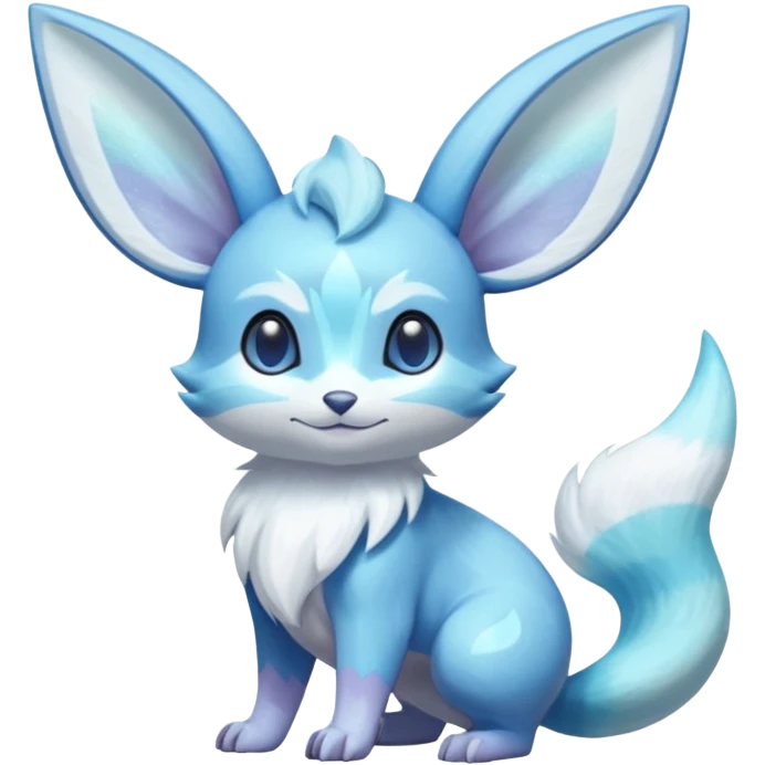 Shiny Pastel Colorful Iridescent Exotic Minccino-Aurorus-Glaceon-Fakémon-hybrid-creature (full body)  emoji