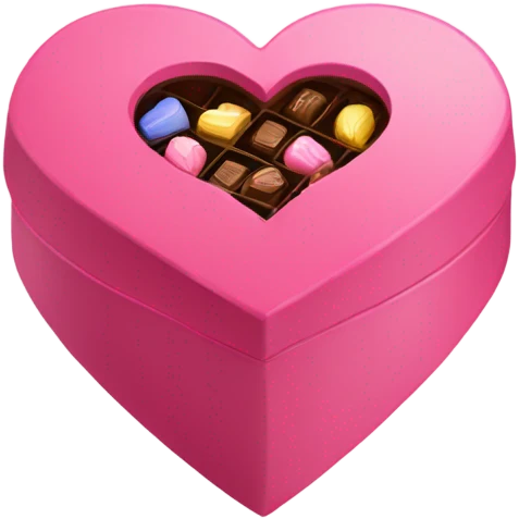 Pink heart box with chocolates  emoji