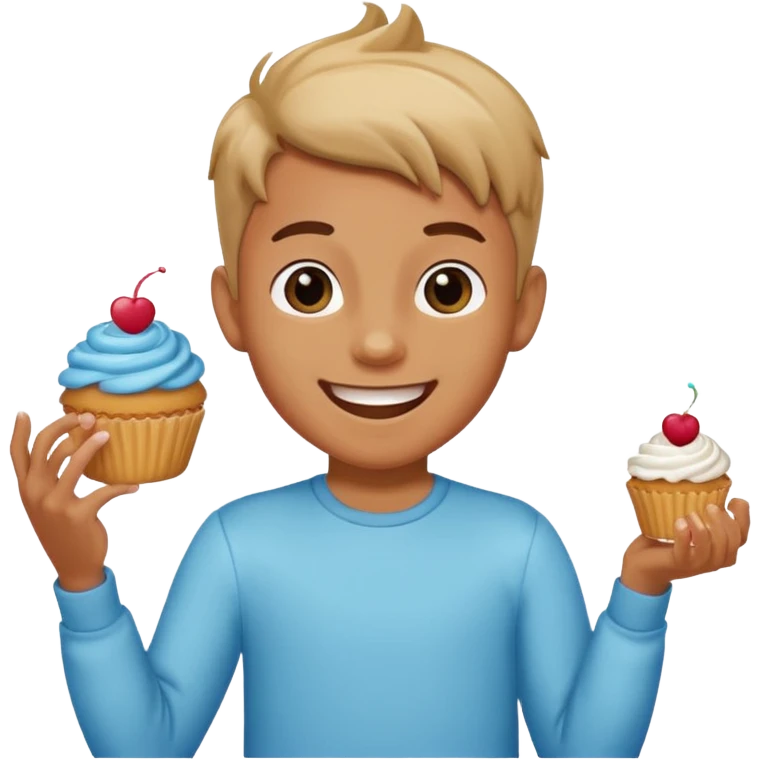 Boy dancing with cupcake  emoji
