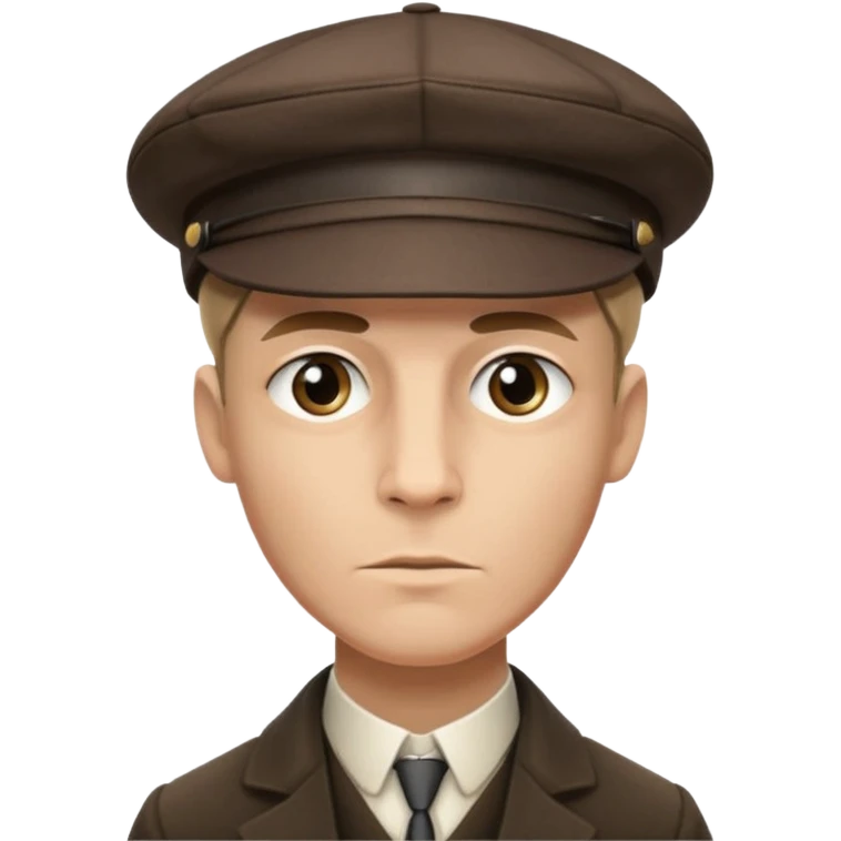 A man wearing a peeky blinders style hat with a hopeful expression. emoji