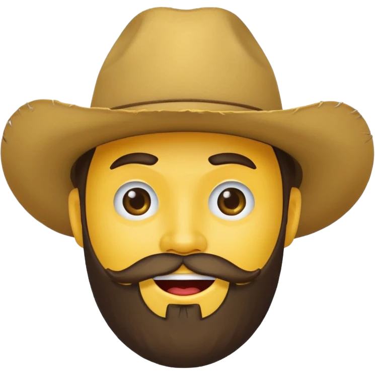 Winking yellow circle face with a beard wearing a cowboy hat emoji