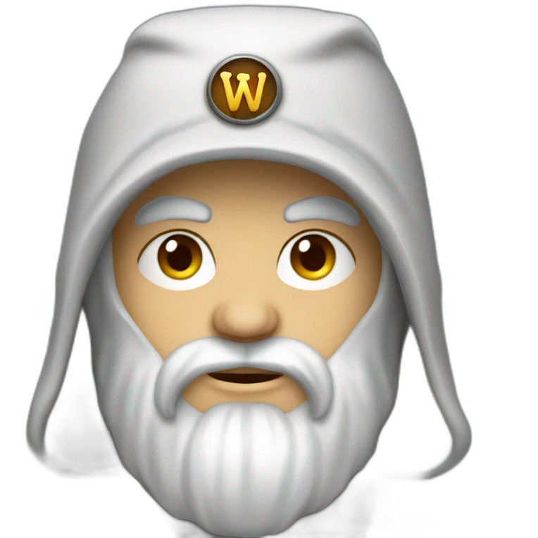 hooded jedi master with letter "W" baseball cap emoji