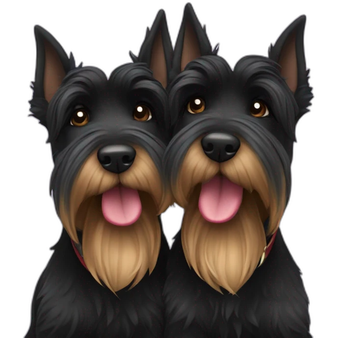 Two black Scottish terrier kissing emoji