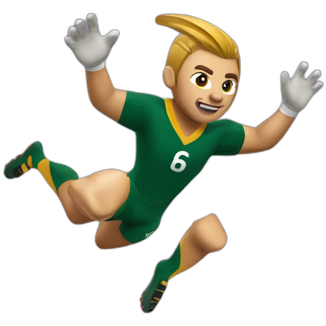 Springbok South African rugby player diving midair scoring a try emoji