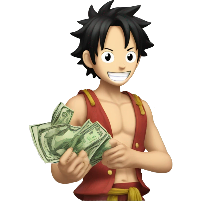 One Piece Ruffy with money in his hand emoji