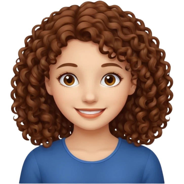 crée moi une jeune fille très belle avec les cheveux bouclés brune emoji