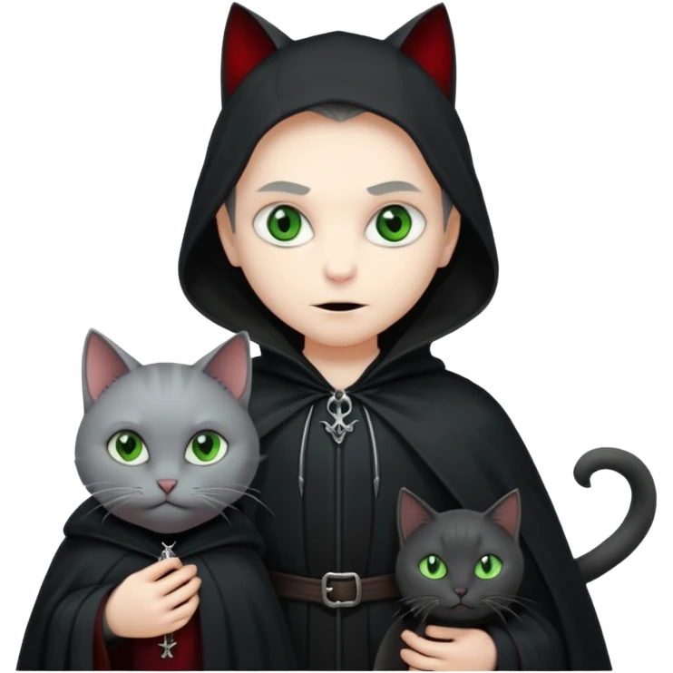 vampire with grey cat at feet emoji