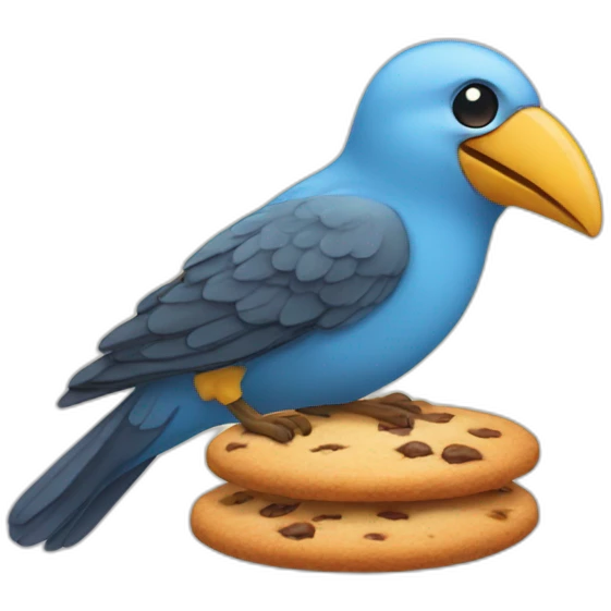 A bird with a cookie emoji