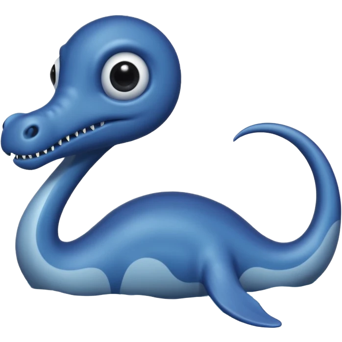 A realistic greyish-dark-blue gloomy Loch-Ness-plesiosaurus-monster with black tiny orb-eyes emoji