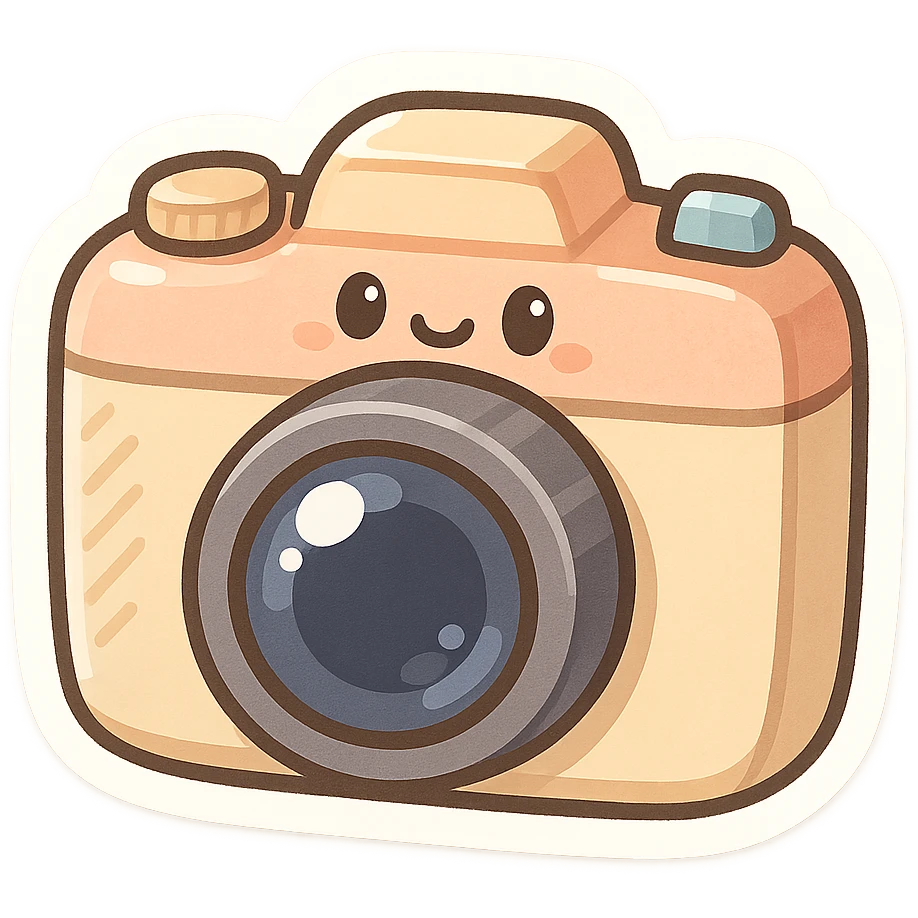 chibi sticker-style camera, cute and exaggerated emoji